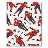 Washable Ice Hockey Sports Area Rug - Red & Navy Low Pile Playroom Mat