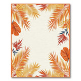 Vibrant Orange Palm Leaf Border Area Rug