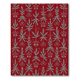 Whimsical Teal Fern Ornament Red Area Rug