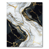 ODIKA Modern Black and Gold Marble Washable Rug, Low Pile Non-Slip Area Rug