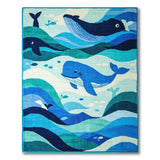 Playful Whale Ocean Waves Kids Area Rug