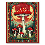 Psychedelic Mushroom Forest Boho Area Rug