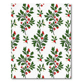 Red Berry Green Leaf Floral Pattern Area Rug