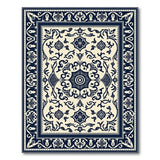 Navy Blue Ivory Floral Persian Area Rug