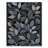 Blue Teal Leaves Embroidered Area Rug
