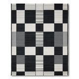 Black White Geometric Checkered Woven Area Rug
