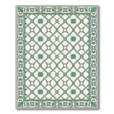 Teal Floral Trellis Cream Area Rug