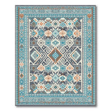 Southwestern Teal Blue Geometric Southwestern Area Rug