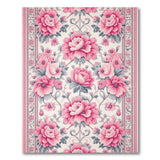 Vintage Pink Peony Floral Area Rug