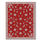 Festive Red Snowflake and Evergreen Branch Area Rug