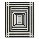 Black White Concentric Frames Geometric Area Rug