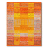 Orange Vibrant Orange Geometric Grid Area Rug