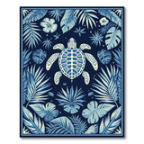 ODIKA Washable Sea Turtle Blue Tropical Area Rug - Non-Slip Low Pile Coastal Decor