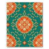 Teal Coral Medallion Persian Area Rug