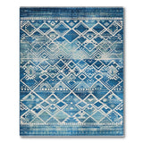 Blue Teal Diamond Tribal Area Rug