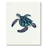 ODIKA Washable Sea Turtle Area Rug, Teal & Navy Coastal Non-Slip Low Pile Rug for Kids & Pets