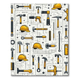 Yellow Tools Pattern Washable Area Rug