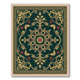Emerald Green Gold Ornate Floral Medallion Rug