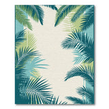 Palm Teal Palm Frond Coastal Area Rug