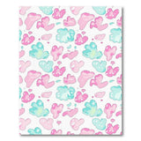 Whimsical Pink Teal Cloud Hearts Area Rug