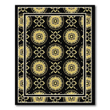 Gold Sunburst Medallion Black Area Rug