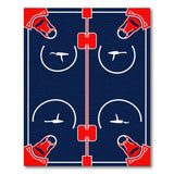 Navy Blue Bull Hockey Rink Geometric Area Rug