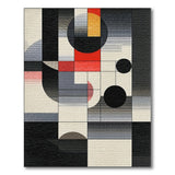 Geometric Abstract Area Rug in Black Grey Red