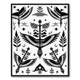 Heritage Tribal Birds Black White Rug