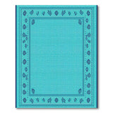 Teal Navy Geometric Border Area Rug