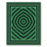 Green Octagonal Geometric Area Rug with Greek Key Border