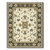 Ivory Traditional Persian Area Rug with Black Gold Border