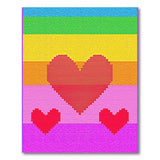 Rainbow Pixel Heart Area Rug