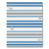 Blue and Teal Blue Striped Starfish Coastal Area Rug