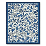 Navy Blue Floral Vine Area Rug