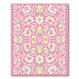 Ornate Pink Floral Swirl Area Rug