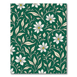 Green Emerald Green White Daisy Floral Area Rug