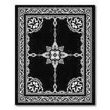 Ornate Black White Traditional Persian Area Rug