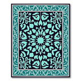 Intricate Teal Floral Medallion Persian Rug
