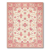 Ivory Persian Floral Area Rug with Red Border