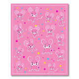 Adorable Pink Cartoon Hamster Kids Area Rug