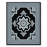 Black and White Traditional Persian Ornate Black Medallion Persian Area Rug