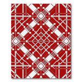 Bold Red Geometric Grid Red Area Rug