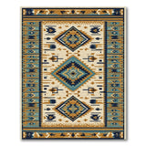 Blue and Teal Southwestern Geometric Diamond Area Rug