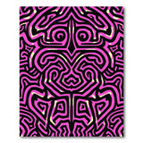 Vibrant Pink Maze Mask Area Rug