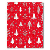 Festive White Christmas Trees Snowflakes Red Area Rug