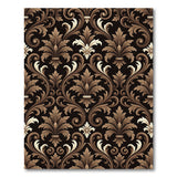 Elegant Black Gold Damask Fleur-de-Lis Area Rug