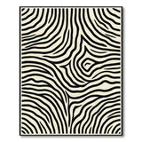 Black White Abstract Wave Black and White Area Rug