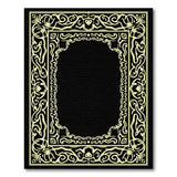Gold and Silver Traditional Persian Ornate Gold Filigree Black Area Rug