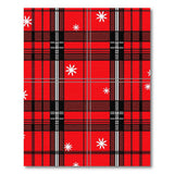 Festive Red Plaid Snowflakes Area Rug
