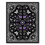 Ornate Purple Butterfly Floral Area Rug